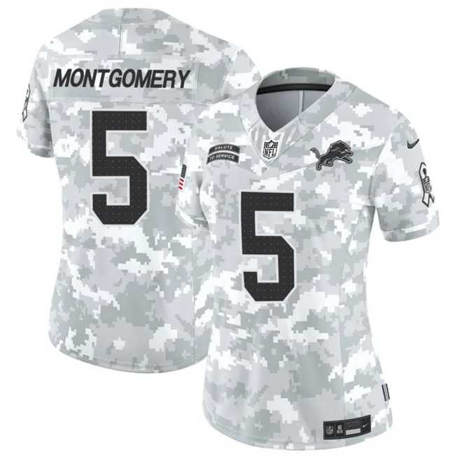 Women%27s Detroit Lions #5 David Montgomery 2024 F.U.S.E Arctic Camo Salute To Service Limited Stitched Jersey Dzhi